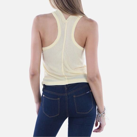 NWOT Free People Movement Tank Yellow Ribbed L Very Varsity Exercise Lounge - Picture 4 of 16